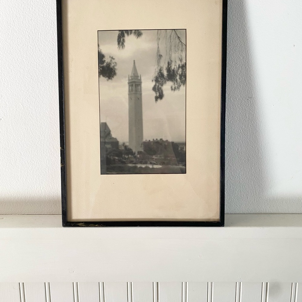 Vintage Black and White Framed Tower Photograph